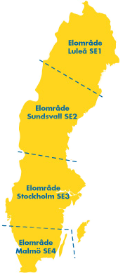 Karta som visar de fyra elområdena